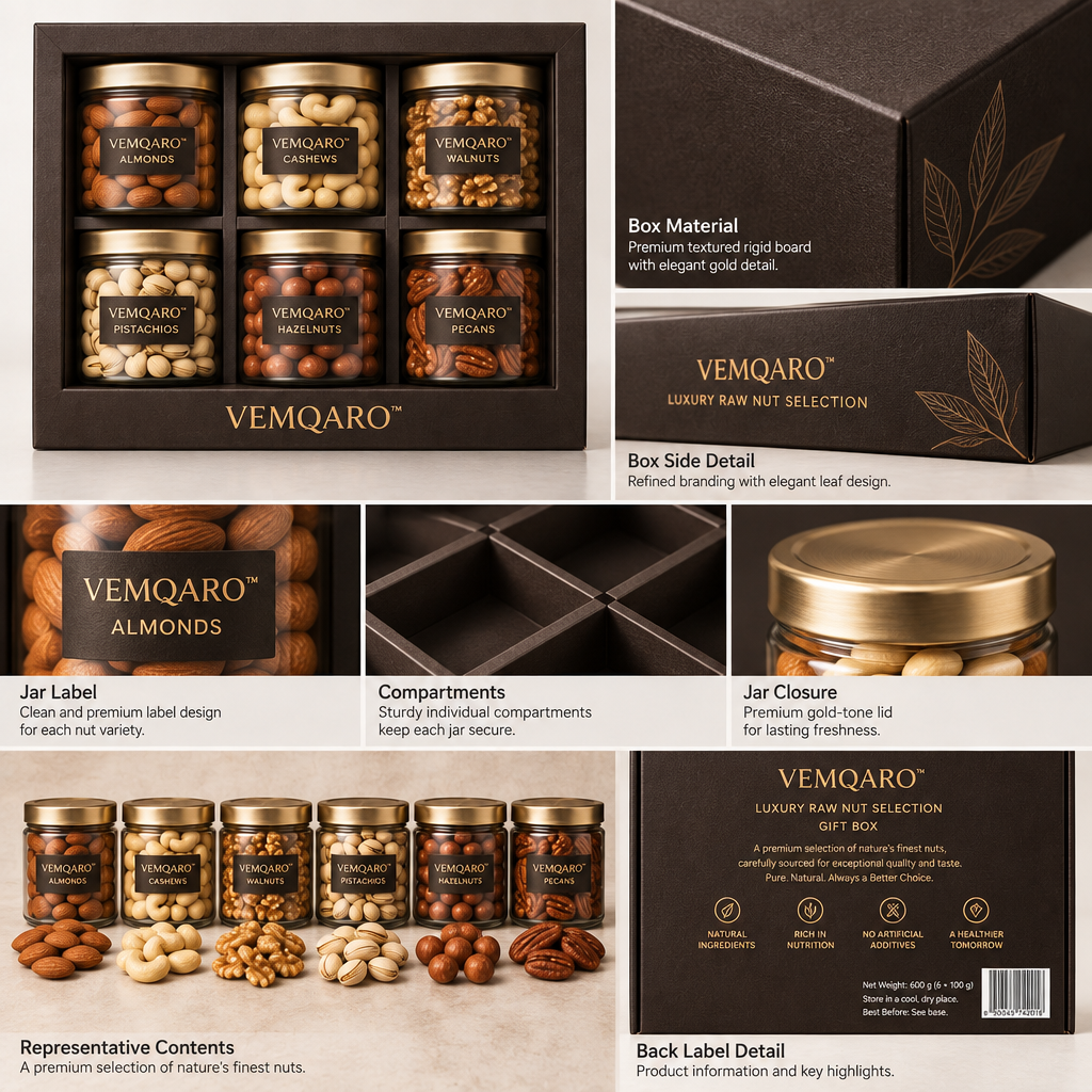 VEMQARO™ Luxury Raw Nut Selection Gift Box image 6