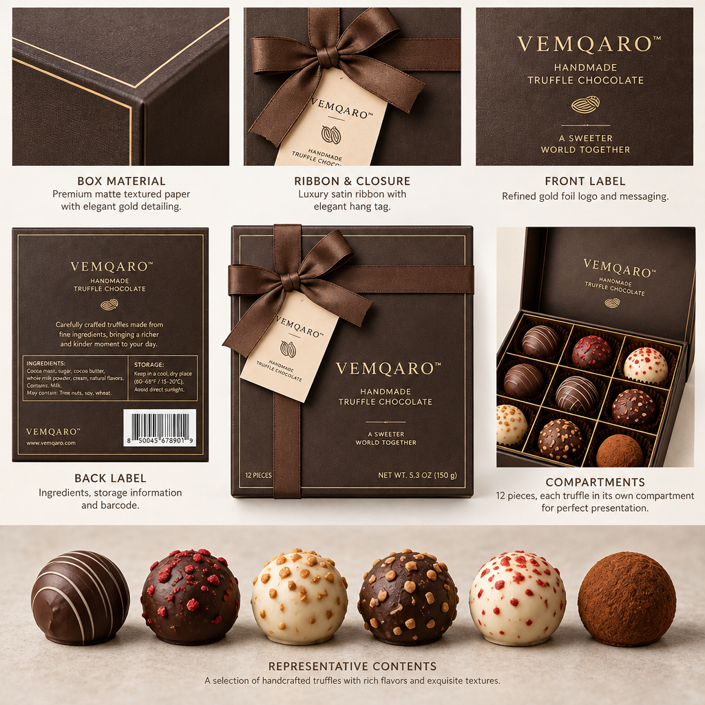 VEMQARO™ Handmade Truffle Chocolate Gift Box image 6